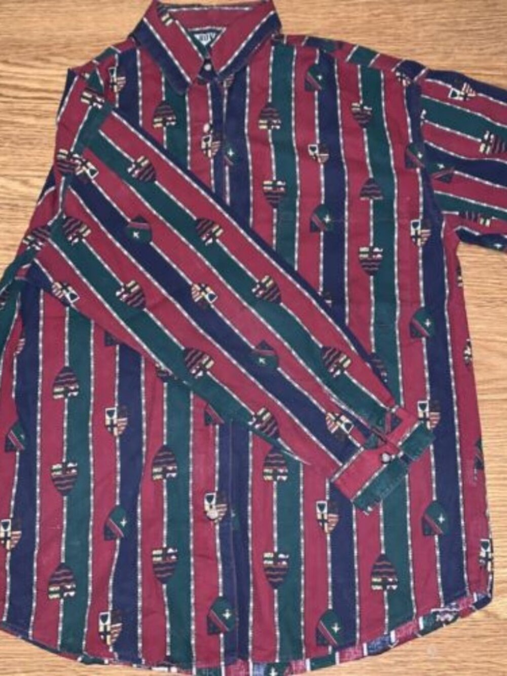 Red Rover Men’s Button Down Long Sleeve Shirt Red Green Size Small